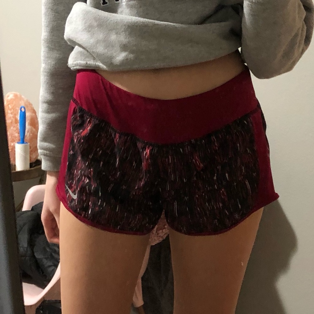 burgundy running shorts